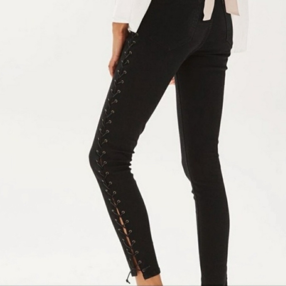Topshop Jamie side lace up jeans